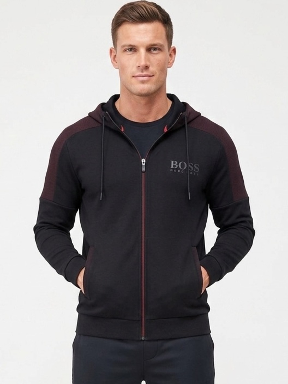 BOSS | BLACK WITH RED DETAILS FULL ZIP HOODIE